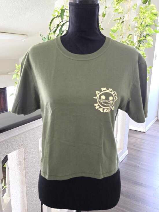 Punta Happy Tops - Punta Happy Women's Size S Green Cotton Knit Alligator Graphic Crew Neck Tee